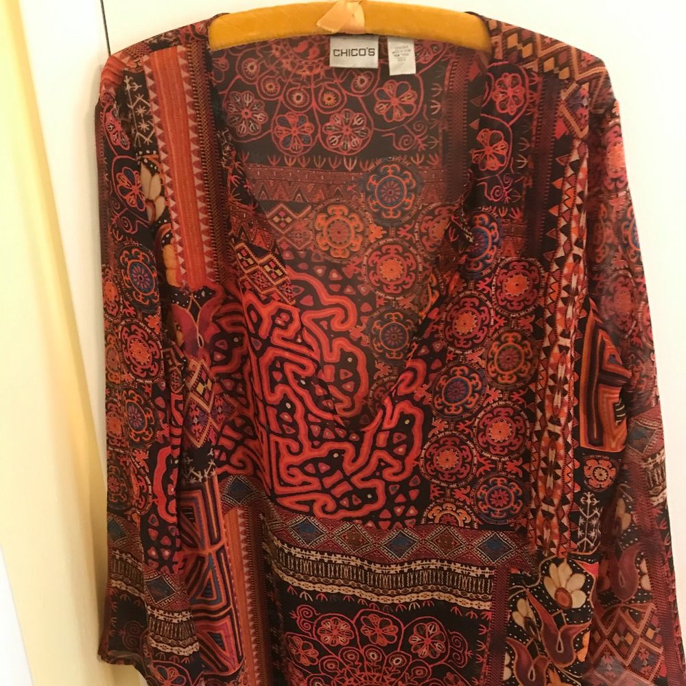 CHICO'S sheer silk pullover size 2